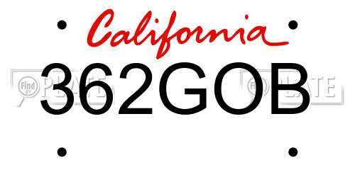 362GOB California License Plate