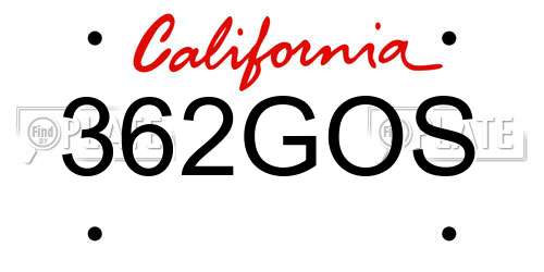 362GOS California License Plate