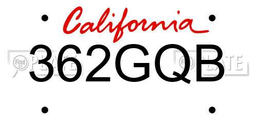 362GQB California License Plate