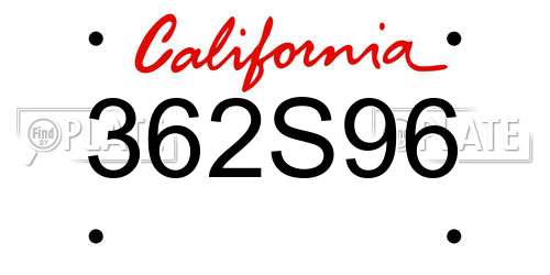 362S96 California License Plate