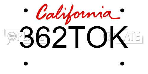 362TOK California License Plate
