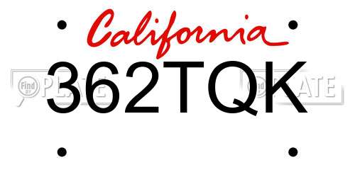 362TQK California License Plate