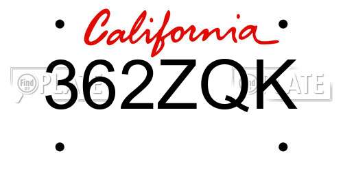 362ZQK California License Plate