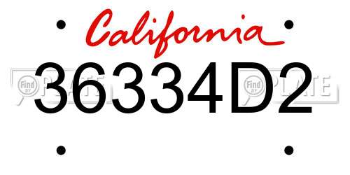 36334D2 California License Plate