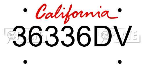 36336DV California License Plate