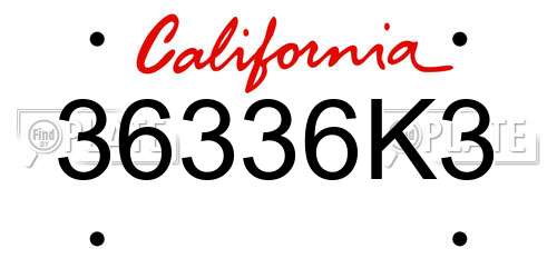 36336K3 California License Plate