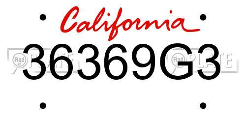 36369G3 California License Plate