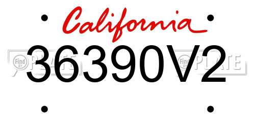 36390V2 California License Plate