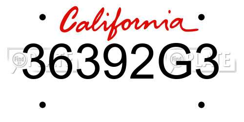 36392G3 California License Plate