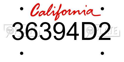 36394D2 California License Plate