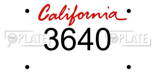 3640 California License Plate