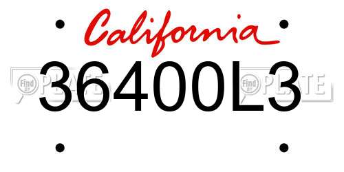 36400L3 California License Plate