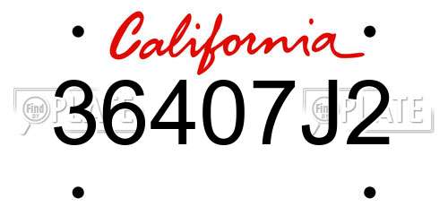 36407J2 California License Plate