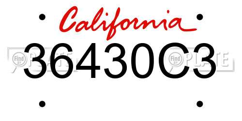 36430C3 California License Plate