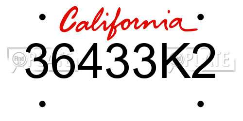 36433K2 California License Plate