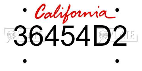 36454D2 California License Plate