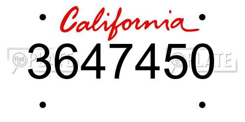 3647450 California License Plate