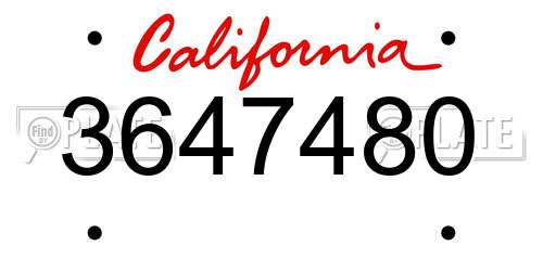 3647480 California License Plate