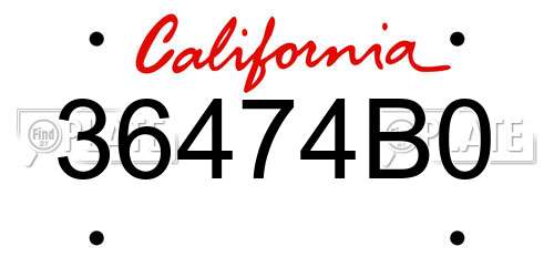 36474B0 California License Plate