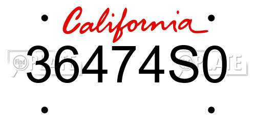 36474S0 California License Plate