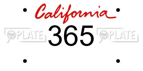 365 California License Plate