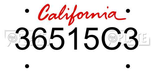 36515C3 California License Plate