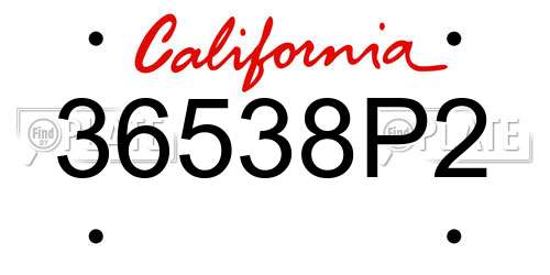 36538P2 California License Plate