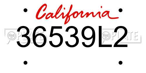 36539L2 California License Plate