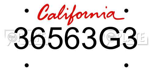 36563G3 California License Plate