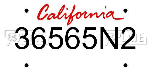 36565N2 California License Plate