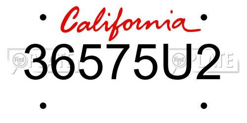 36575U2 California License Plate