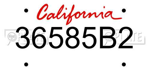 36585B2 California License Plate