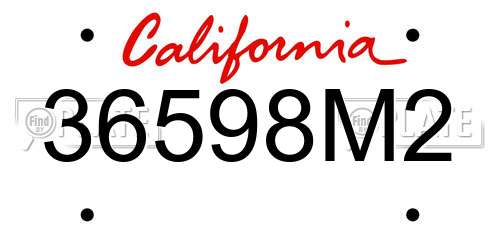 36598M2 California License Plate