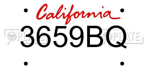 3659BQ California License Plate