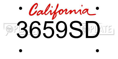 3659SD California License Plate
