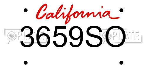3659SO California License Plate