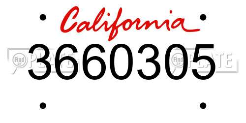 3660305 California License Plate