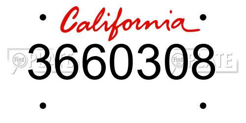 3660308 California License Plate