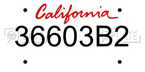 36603B2 California License Plate