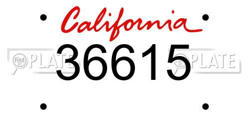 36615 California License Plate