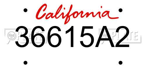 36615A2 California License Plate