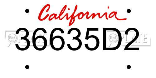 36635D2 California License Plate