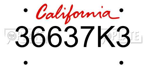 36637K3 California License Plate