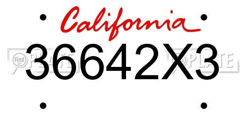 36642X3 California License Plate