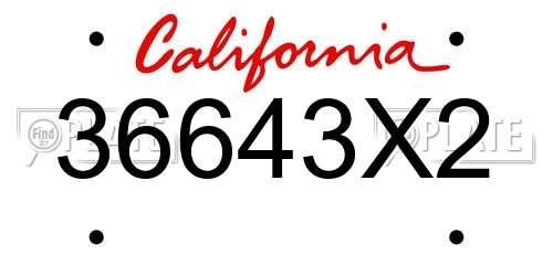 36643X2 California License Plate
