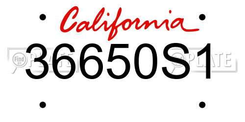 36650S1 California License Plate