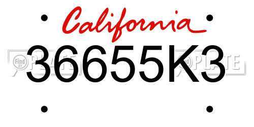 36655K3 California License Plate