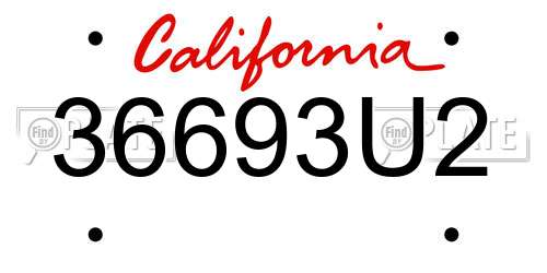 36693U2 California License Plate