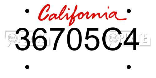 36705C4 California License Plate