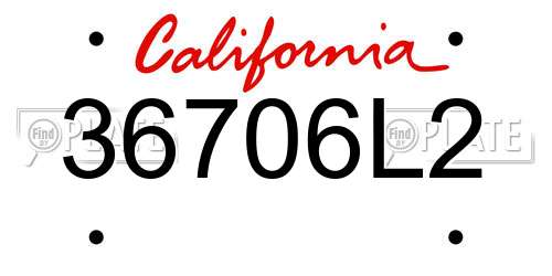 36706L2 California License Plate